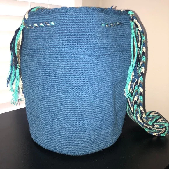 SOLD OUT/ WAYUU BAG/ Mochila Wayuu/ Petrol Blue/ Size L - Picture 2 of 7